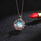 925 Silver Moonstone Pendant Necklace Chain Jewelry