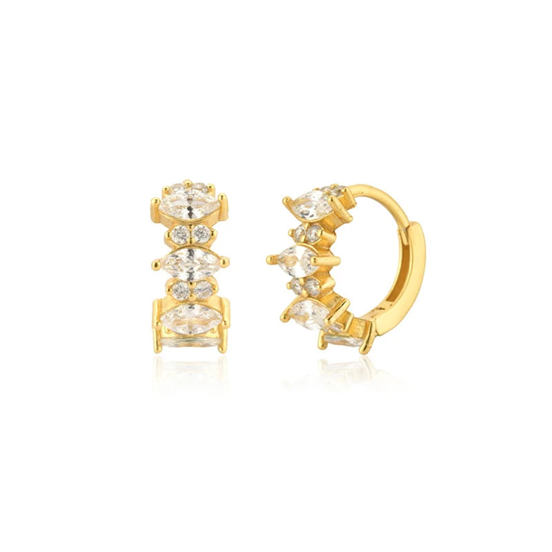 Bohemian Colorful Zircon Hoop Earrings 15mm Sterling Silver Needle