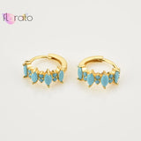Bohemian Colorful Zircon Hoop Earrings 15mm Sterling Silver Needle