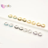 Bohemian Colorful Zircon Hoop Earrings 15mm Sterling Silver Needle