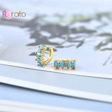 Bohemian Colorful Zircon Hoop Earrings 15mm Sterling Silver Needle