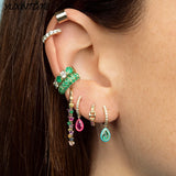 925 Sterling Silver Crystal Hoop Earrings Women Jewelry
