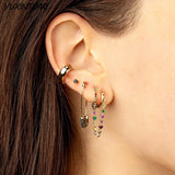 925 Sterling Silver Crystal Hoop Earrings Women Jewelry