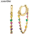 925 Sterling Silver Crystal Hoop Earrings Women Jewelry