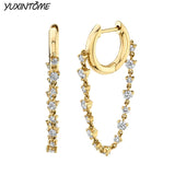 925 Sterling Silver Crystal Hoop Earrings Women Jewelry
