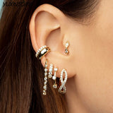 925 Sterling Silver Crystal Hoop Earrings Women Jewelry