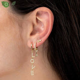 925 Silver Needle Punk Metal Key Drop Earrings for Women Girls