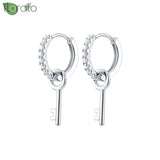 925 Silver Needle Punk Metal Key Drop Earrings for Women Girls