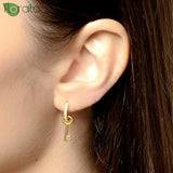 925 Silver Needle Punk Metal Key Drop Earrings for Women Girls