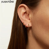 925 Silver Crystal 18K Small Geometric Hoop Earrings for Women