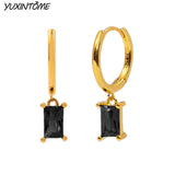 925 Silver Crystal 18K Small Geometric Hoop Earrings for Women