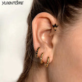 925 Silver Crystal 18K Small Geometric Hoop Earrings for Women