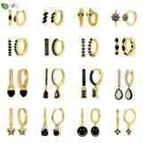 925 Silver Star Hoop Earrings Heart Jewelry