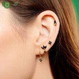 925 Silver Star Hoop Earrings Heart Jewelry