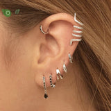 925 Silver Zircon Heart Hoop Earrings for Women