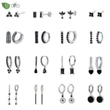 925 Silver Zircon Heart Hoop Earrings for Women