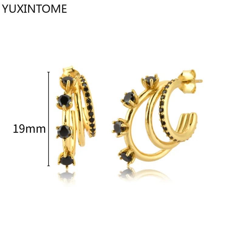 925 Silver Zircon Hoop Earrings Women