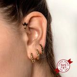 925 Silver Zircon Hoop Earrings Women