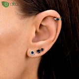 Crystal Heart Hoop Earrings, 925 Silver Needle, Women's Jewelry
