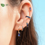 Crystal Heart Hoop Earrings, 925 Silver Needle, Women's Jewelry