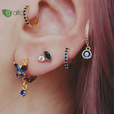Crystal Heart Hoop Earrings, 925 Silver Needle, Women's Jewelry
