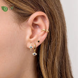 925 Sterling Silver Evil Eye Hoop Earrings for Women