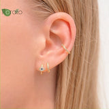 925 Sterling Silver Evil Eye Hoop Earrings for Women