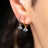 925 Silver Needle Evil Eye Hoop Earrings Eyes 18K Jewelry Gift