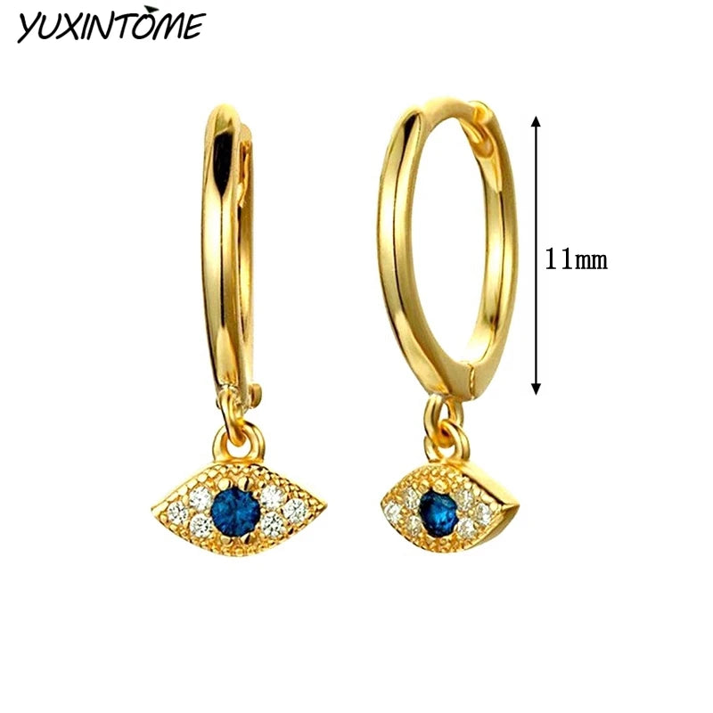 925 Silver Needle Evil Eye Hoop Earrings Eyes 18K Jewelry Gift