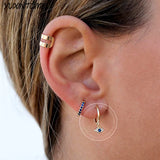 925 Silver Needle Evil Eye Hoop Earrings Eyes 18K Jewelry Gift