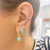 925 Silver Needle Zircon Stud Earrings & Enamel Hoop Earrings Set