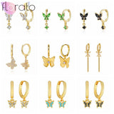 925 Silver Butterfly Zircon Hoop Earrings for Women