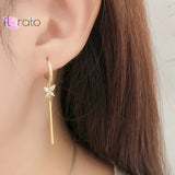 925 Silver Butterfly Zircon Hoop Earrings for Women