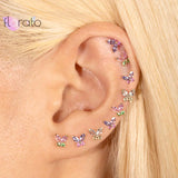925 Silver Butterfly Zircon Hoop Earrings for Women
