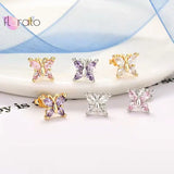 925 Silver Butterfly Zircon Hoop Earrings for Women