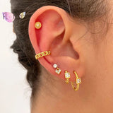 925 Silver CZ Circle Hoop Earrings for Women Punk Unisex