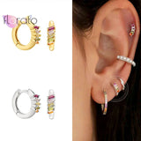 925 Silver CZ Circle Hoop Earrings for Women Punk Unisex