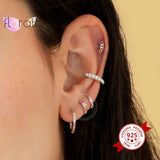 925 Silver CZ Circle Hoop Earrings for Women Punk Unisex