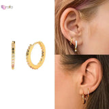 925 Silver CZ Circle Hoop Earrings for Women Punk Unisex