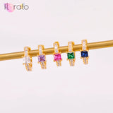 925 Silver CZ Circle Hoop Earrings for Women Punk Unisex