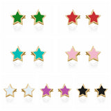 925 Silver Candy Star Enamel Earrings Women Jewelry Studs