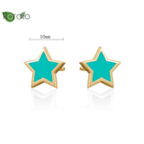 925 Silver Candy Star Enamel Earrings Women Jewelry Studs