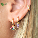 925 Silver C Stud Earrings Crystal Tassel Wedding Jewelry
