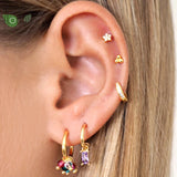 925 Silver C Stud Earrings Crystal Tassel Wedding Jewelry