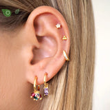 925 Silver C Stud Earrings Crystal Tassel Wedding Jewelry