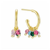 925 Silver C Stud Earrings Crystal Tassel Wedding Jewelry