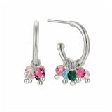925 Silver C Stud Earrings Crystal Tassel Wedding Jewelry