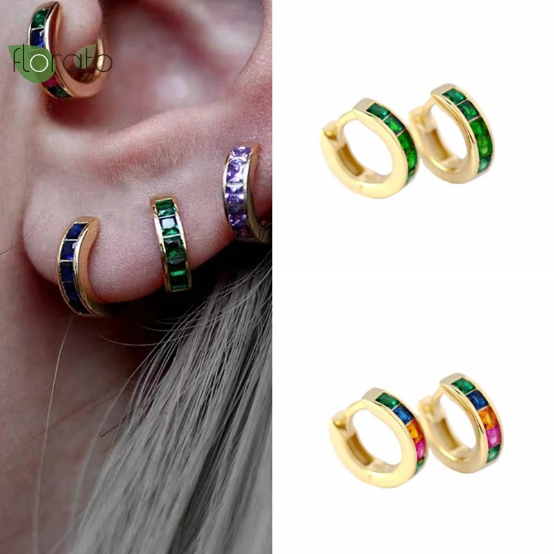 925 Silver Crystal Hoop Earrings 18K Jewelry