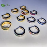 925 Silver Crystal Hoop Earrings 18K Jewelry