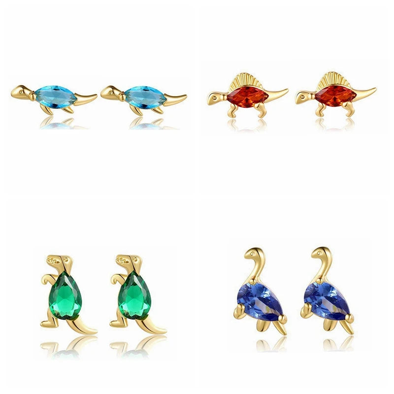 925 Silver Dino Stud Earrings for Girls